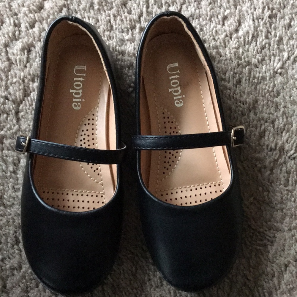 Black Leather Mary Janes
